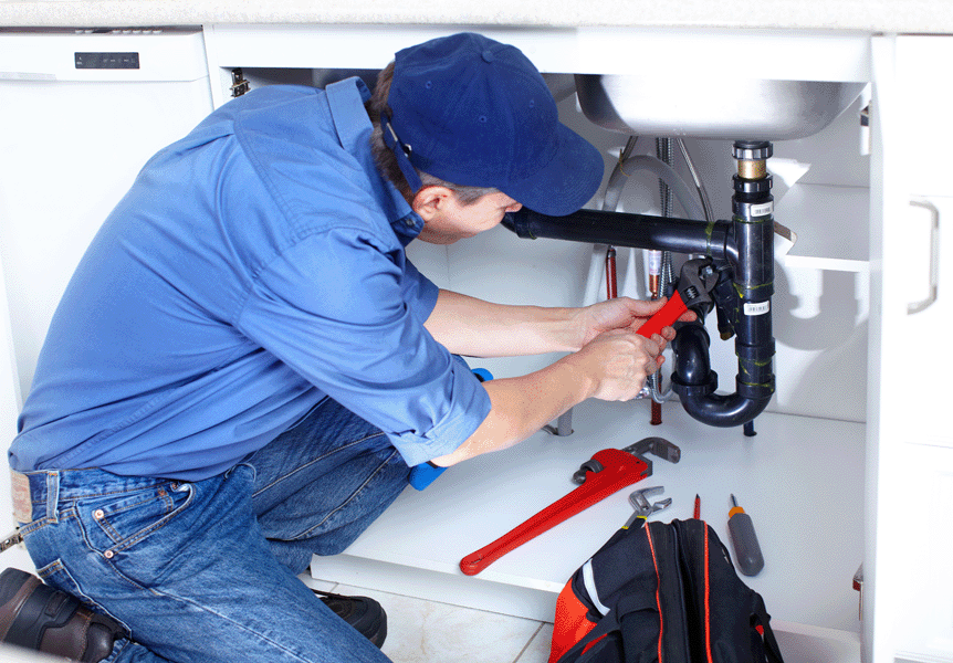 plumber on site after using plumbing scheduling software